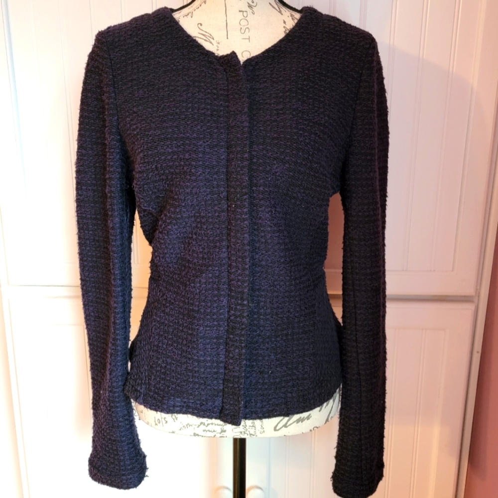 LOFT Navy Tweed Jacket Size M